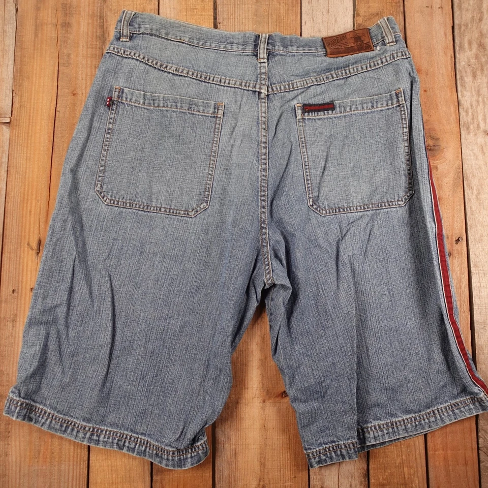 Pantalones Cortos de Denim Phat Farm Para Hombre Azul Cintura 36 Calce Relajado Rayas Laterales Foto 4 de 4