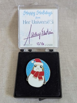 Star Wars Her Universe 2018 Holiday Pin Porg Signed by Ashley Eckstein 1276/2500