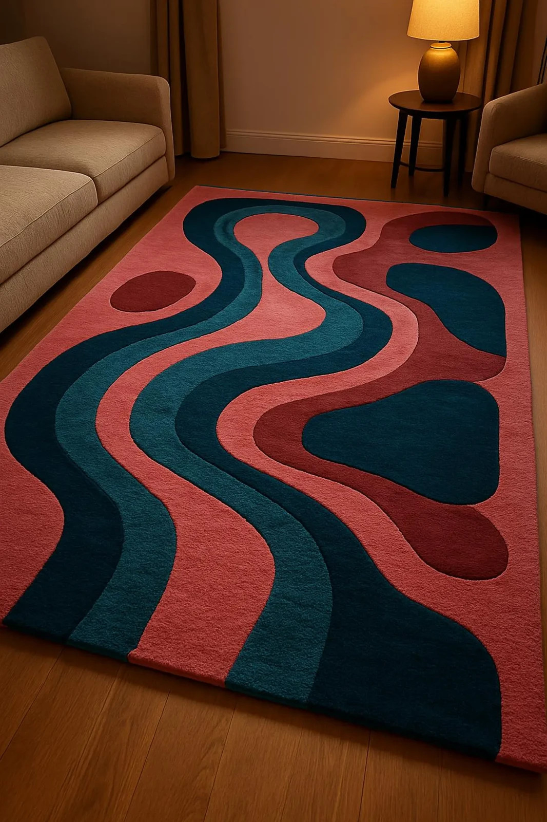 Hand Tufted Blue Grid Area Rug, Modern Geometric Border Carpet Living Room Rug
