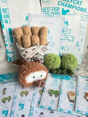 Jellycat World Exclusive London Selfridges Fish + Chips + Erbsen Set