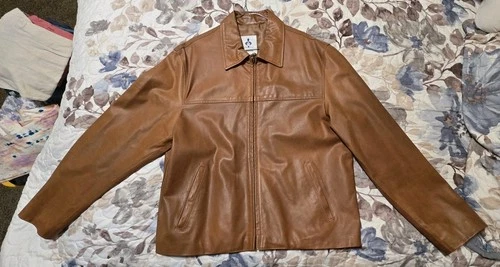 Vintage Italian Leather Jacket Men Euro 52 US 40 Cognac Brown Coat  image 2