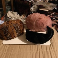 Vintage 1940s Feather Hats, 3 Styles An Types