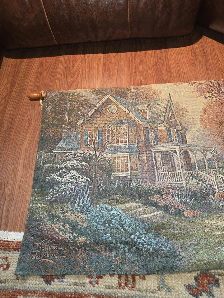Tapiz Musical Iluminado Thomas Kinkade 36x26 Victoriano Otoño Otoño LEER Foto 2 de 4