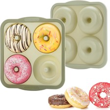 Large Silicone Donut Pans, 4-inch size donught, non-stick baking mold for mak...
