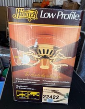 New Hunter Low Profile 42  Ceiling Fan Antique Brass Walnut Blades Model 22422