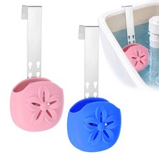 2-Pack Silicone Toilet Tank Tablet Holder  2-Pack Adjustable Hook, Blue, Pink