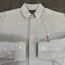 Ralph Lauren Yarmouth Men 16-35 Light Blue Cotton Oxford Button Down Shirt AN035