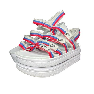 Nike Icon Classic Sandal Platform Silver Game Royal DH0224-003 Women's Sz 12 US