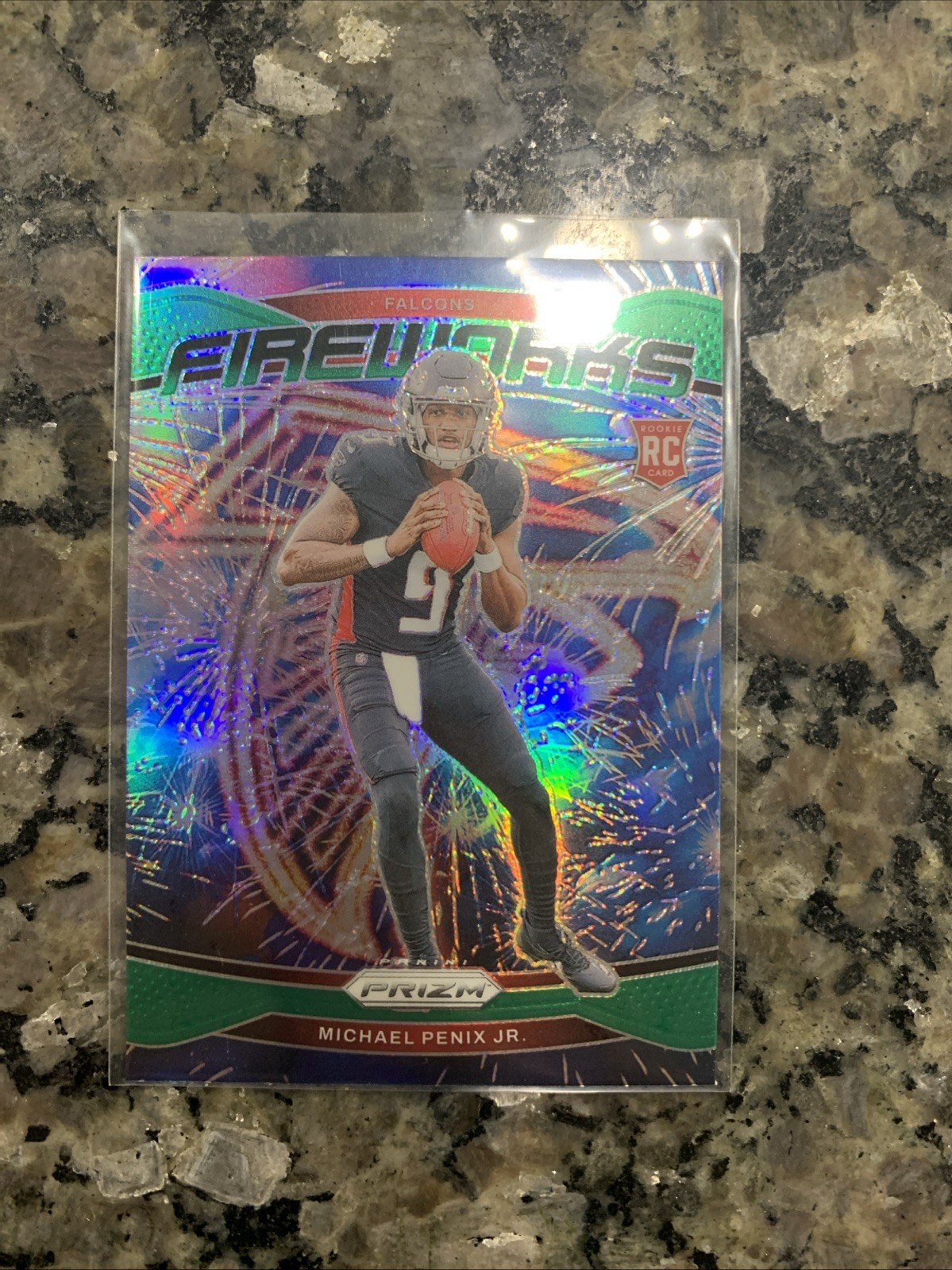 2024 Panini Prizm Fireworks Michael Penix Jr. #16 Green Prizm RC Falcons