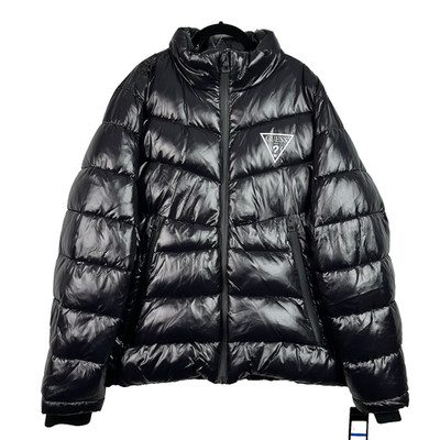 GUESS Mens Black Puffer Jacket Small Quilted Shiny Down Style Winter Coat