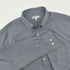 Peter Millar Summer Comfort Navy Gingham Button Down Shirt Mens XL
