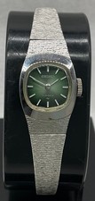 Vintage Seiko Woman's 11-3380 Hand Winding 17 Jewels Green Dial Watch - Working
