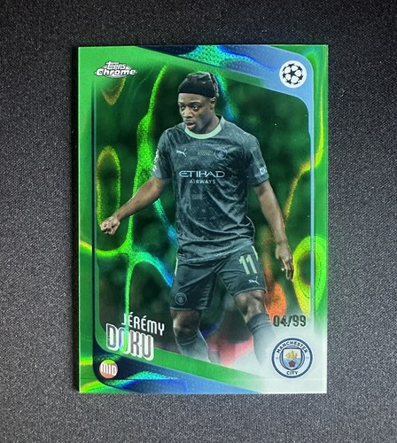 2025-26 TOPPS CHROME UEFA CLUB JEREMY DOKU #47 GREEN LAVA /99 MANCHESTER CITY