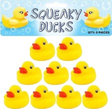 Mini Squeaky Rubber Ducks 9 Pack Yellow Bath Time Toy Pool Toy for Kids &Toddler