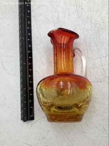 Orange Red Glass Kitchenware Decorative Collectible Serving Pitcher