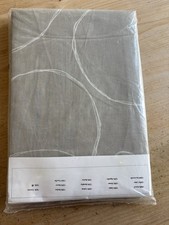 IKEA Elise Cotton Curtains Long Length 300cm Abstract Beige White Circle Design
