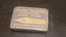 Rare Vintage Joseph Gillott's Super Bank Fountain Ink Pen Nib Tin England No1167