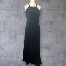 Michael Kors Navy Blue With Gold Coloured Detail Maxi Dress. Size medium