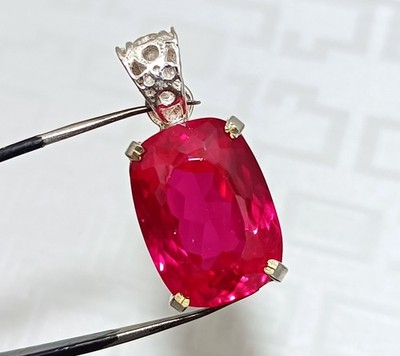 EGL Certified 46.65 Ct Natural RUBY 925 Solid Silver Cushion Pendant Loose Gems