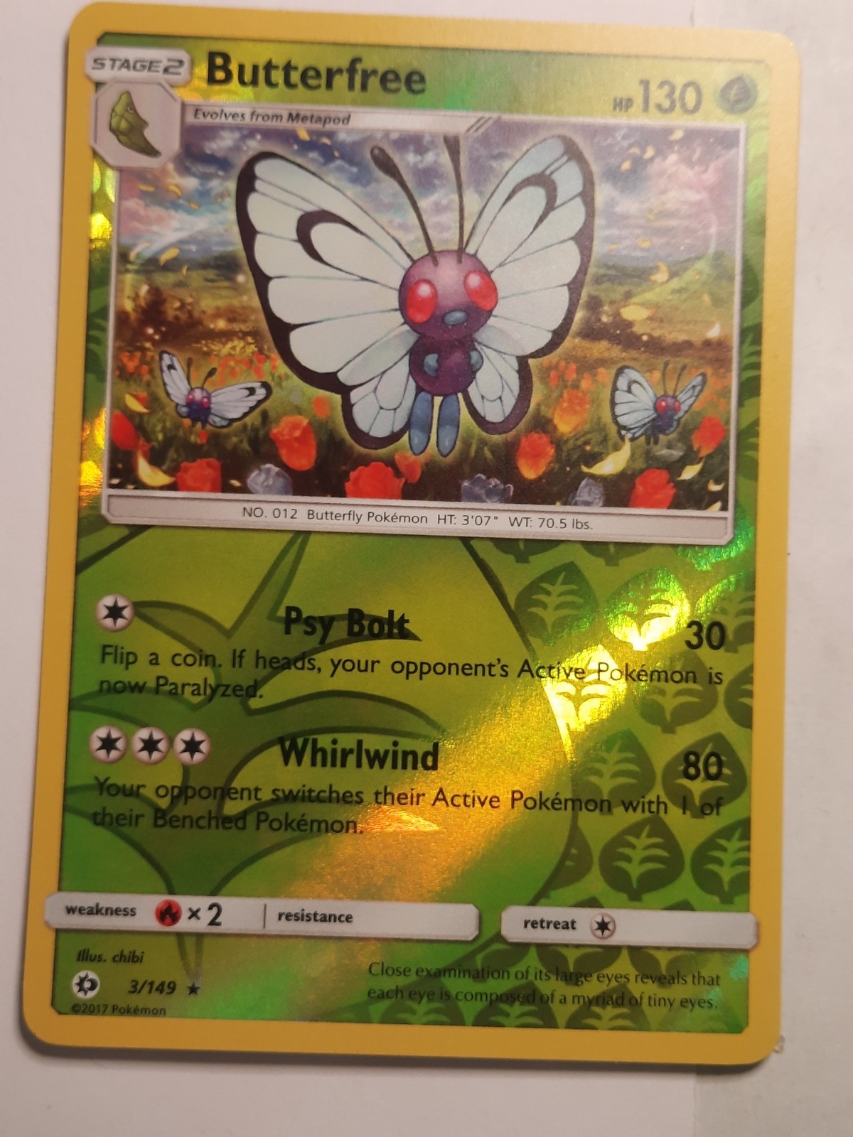 Butterfree 3/149 Sun & Moon Reverse Holo Pokemon Card NM