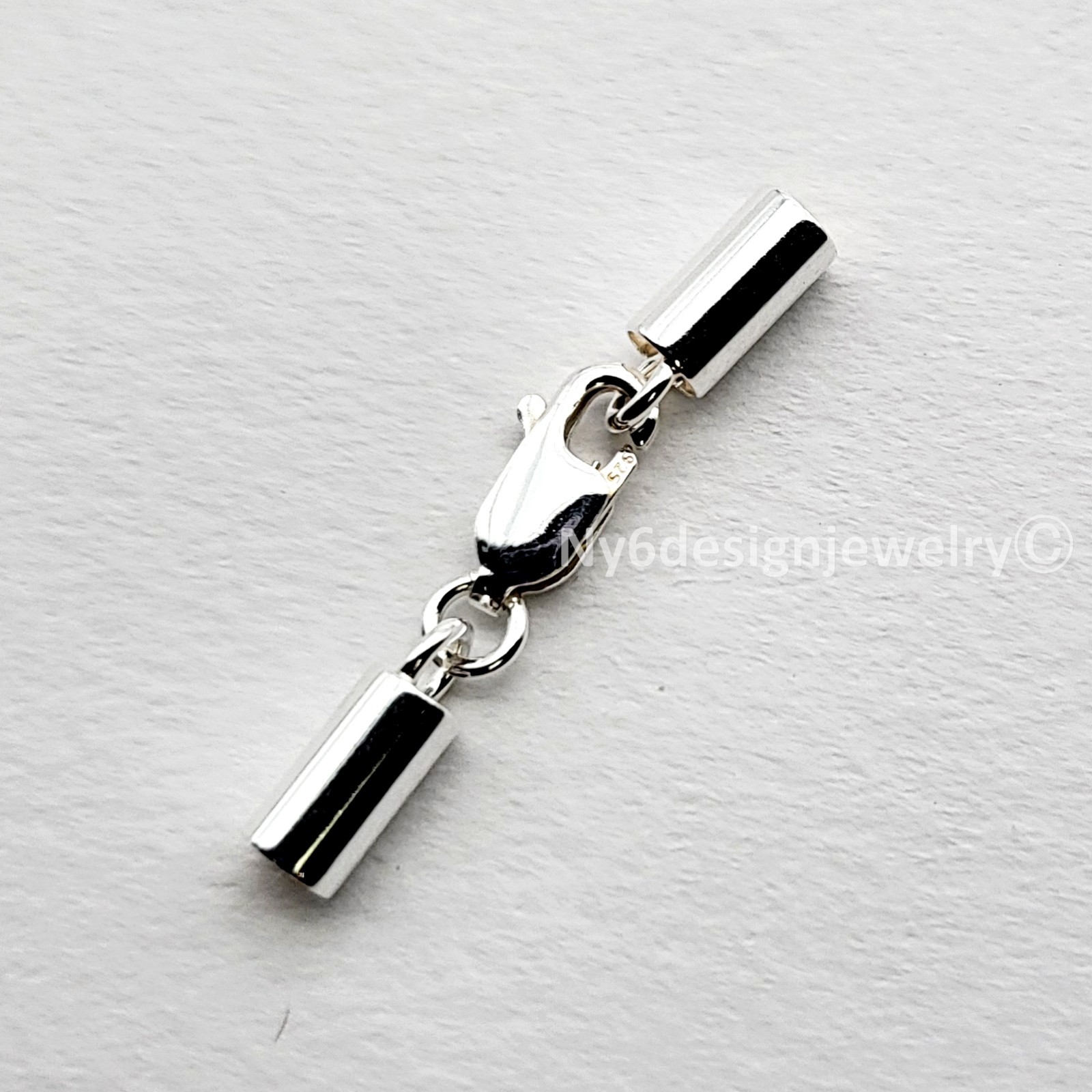 925 Sterling Silver 3mm Leather Cord End Cap w/ Lobster Clasp – Jewelry Findings