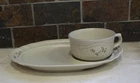 Vintage Heirloom Pfaltzgraff Snack Trays and Soup Mugs Set of Two USA