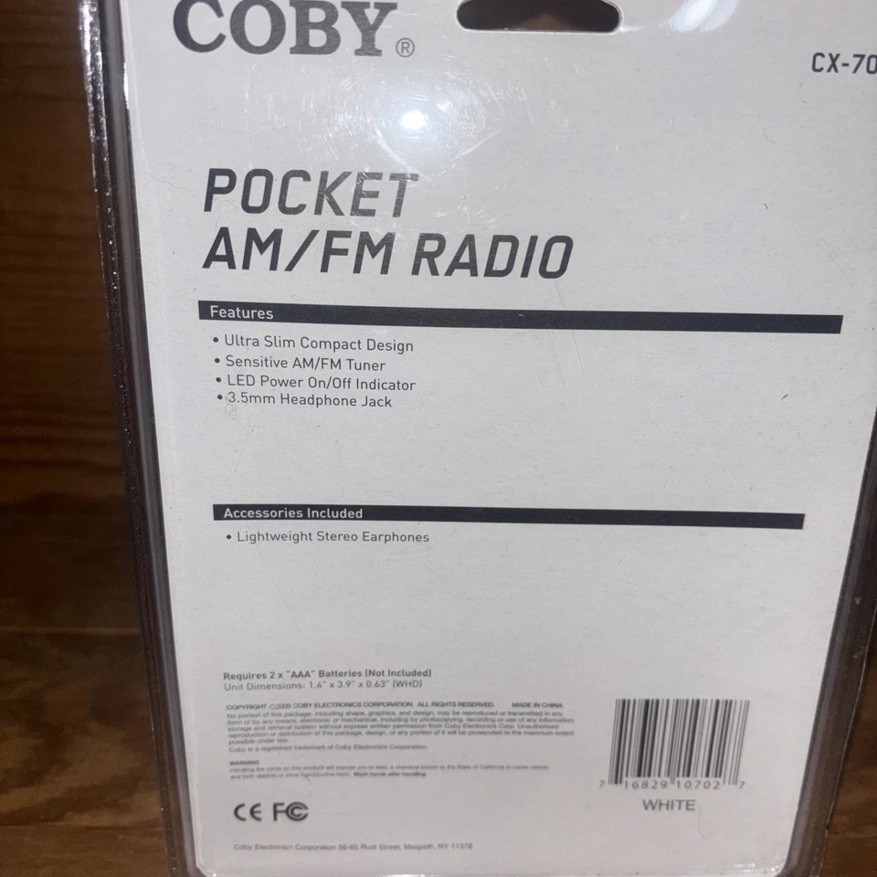 New in Package Coby CX-70 Portable AM/FM Radio White  - Image 4 of 4