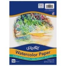 UCreate Watercolor Paper, White, Package, 140 9-x-12-Inch, Original Version