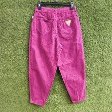 Vintage 80s A. Smile Gelati Womens 11/12 Pink Grid Tapered Baggy Pants Colorful
