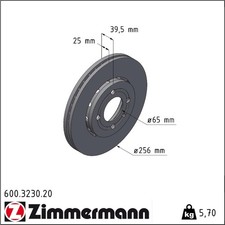 2x Zimmermann 600.3230.20 Bremsscheibe für VW LUPO POLO 6X1 6E1 6N1 6N2