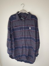 Carhartt Loose Fit Heavyweight Rugged Flex Flannel Button Down Mens XL Blue/Gray