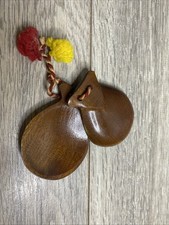 Vintage Brown Wooden Castanets Musical Instrument 3