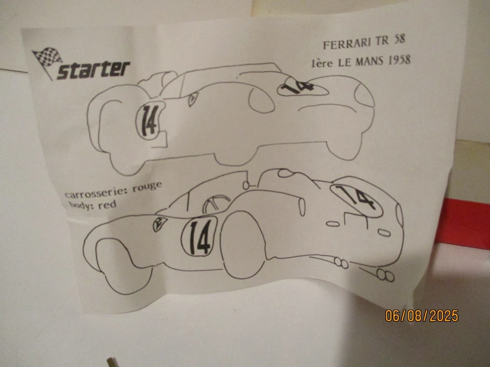 RARE FERRARI TR 58 *VAINQUEUR 24H DU MANS 1958* -KIT STARTER- 1/43ème - EN BOITE - Photo 3/4