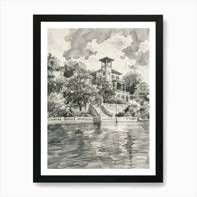 Die Oase am See Travis Austin Tex gerahmtes Wandbild Poster Leinwanddruck Bild