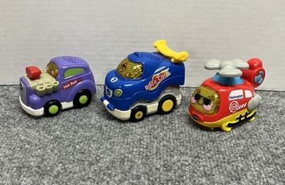 VTech Go Go Smart Wheels Lot of 3 Light Sound Cars Vehicles Hot Rod Helicopter