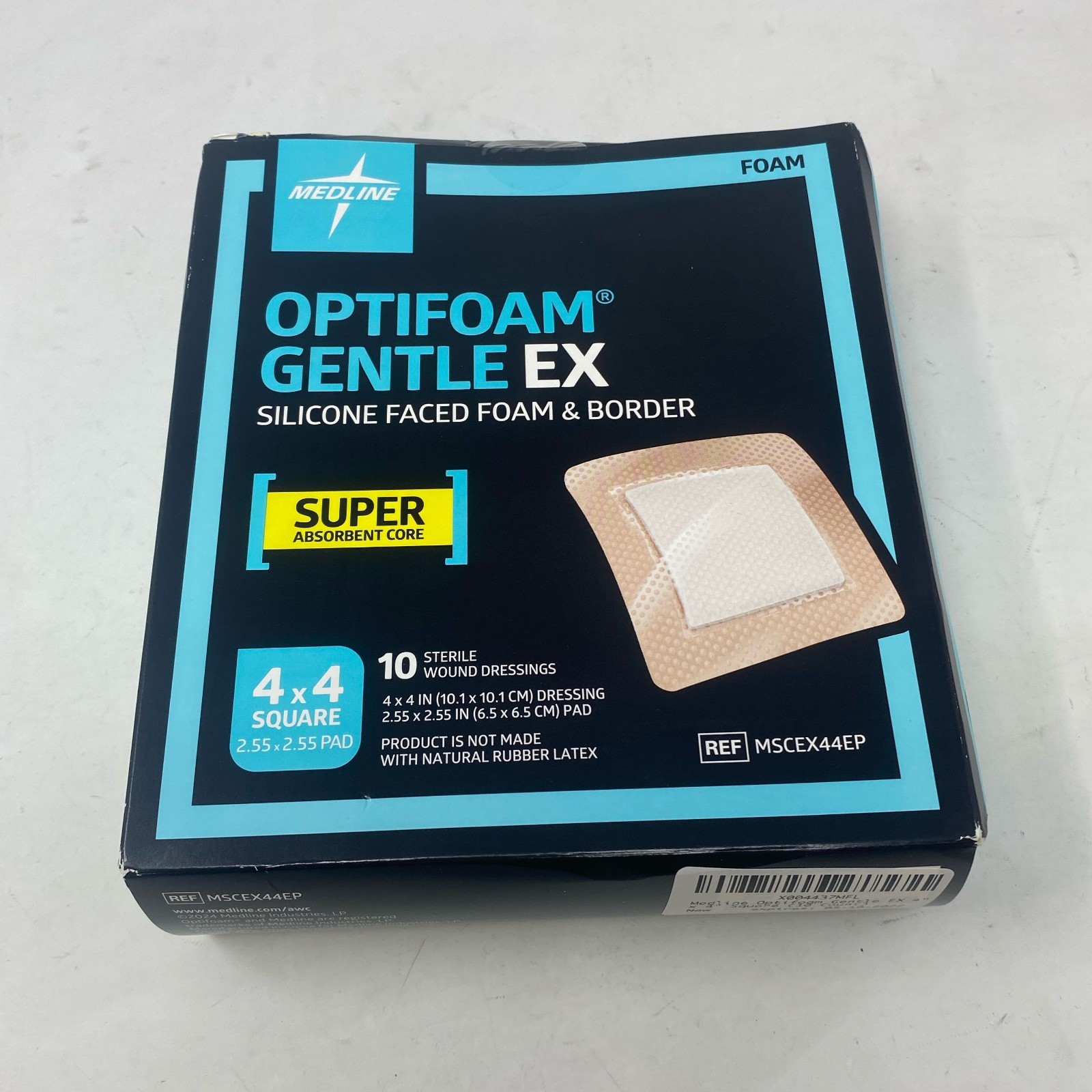 Medline Optifoam Gentle EX 4x4 Beige Bordered Foam Dressing, 10ct