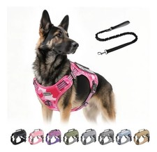Tactical Dog Harness with Leash for Large Dogs, No Pull Adjustable Dog Harnes...