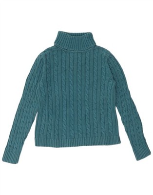 L.L.BEAN Damen Rollkragen Pullover Pulli UK 10 Small Blau Baumwolle BL08