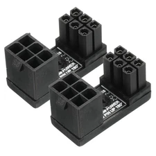 2 PCS ATX 6 Pin Female to 6 Pin Male 180 Degree Angled Power Adapter for GPU