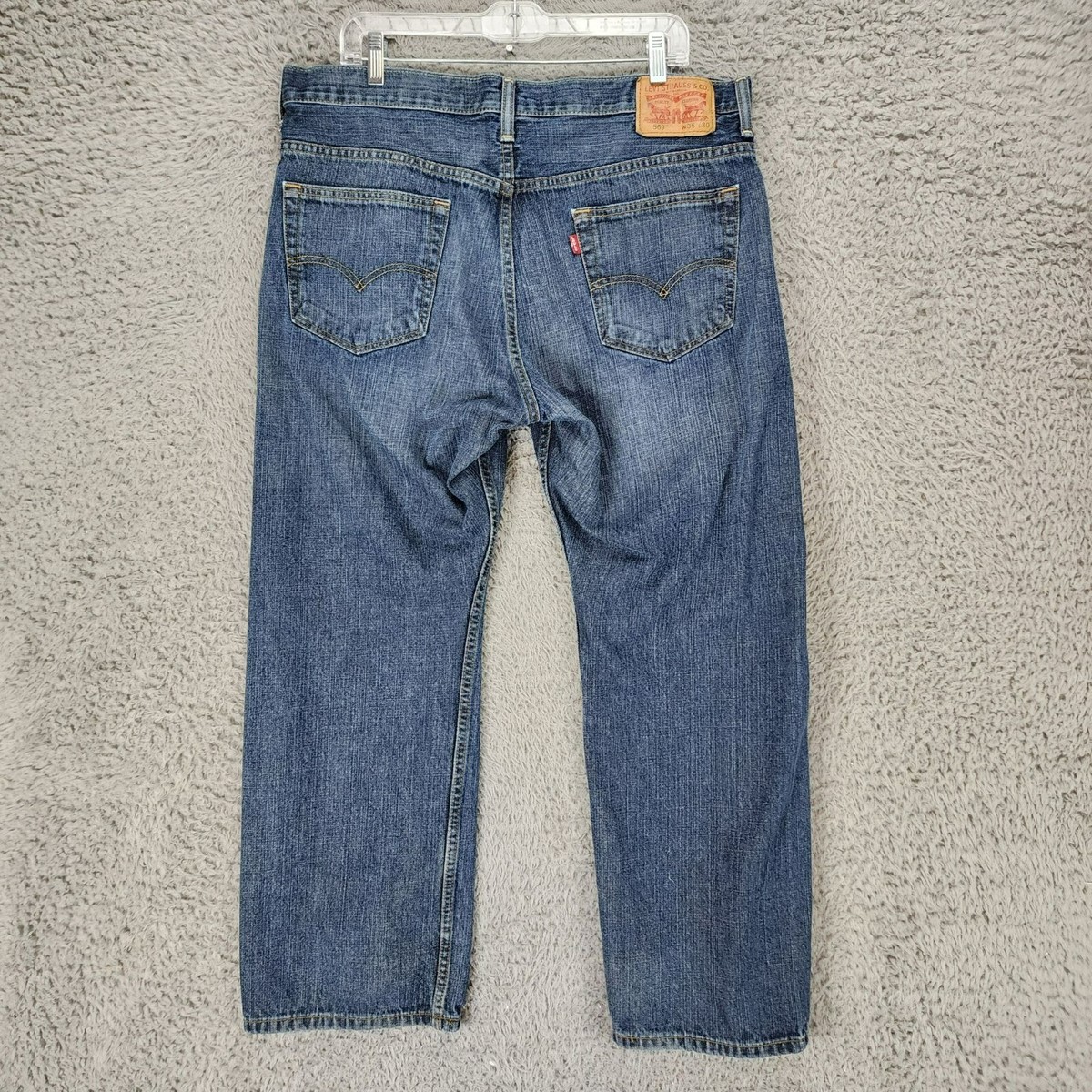 Levis Jeans Mens 36x30 569 Dark Wash Cotton Mid Rise Baggy