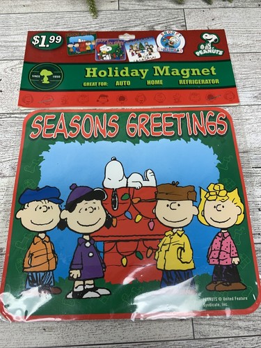 Peanuts Snoopy “Seasons Greetings” Christmas Holiday Magnet 6”x6” Car Home NIP - Picture 3 of 4