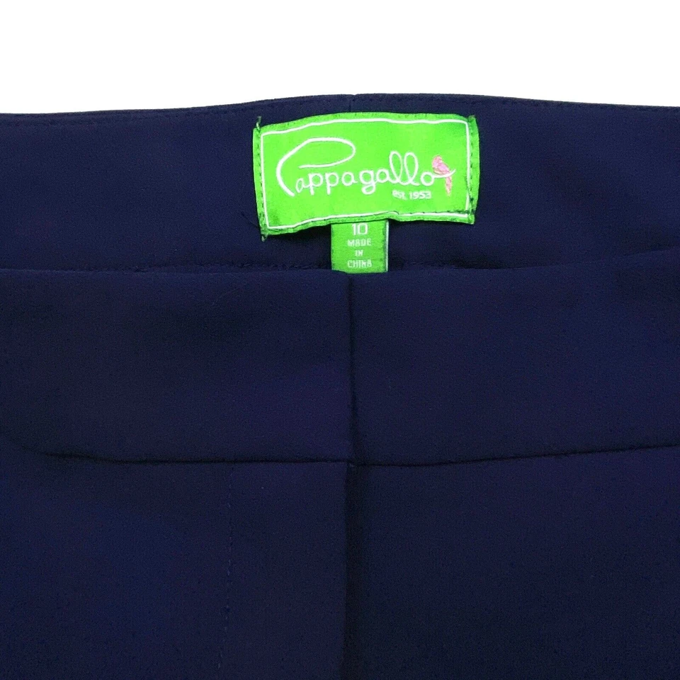 Pantalones de vestir Cappagallo pierna recta dobladillo festoneado para mujer talla 10 lavado oscuro azul marino Foto 4 de 4