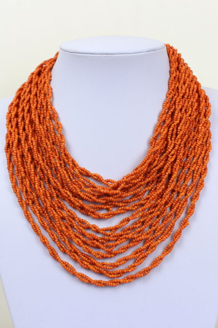 Naranja Coral Color Multi Capas Collar Babero Estilo Gargantilla DB25 Naranja Coral Color Multi Capas Collar Babero Estilo Gargantilla DB25