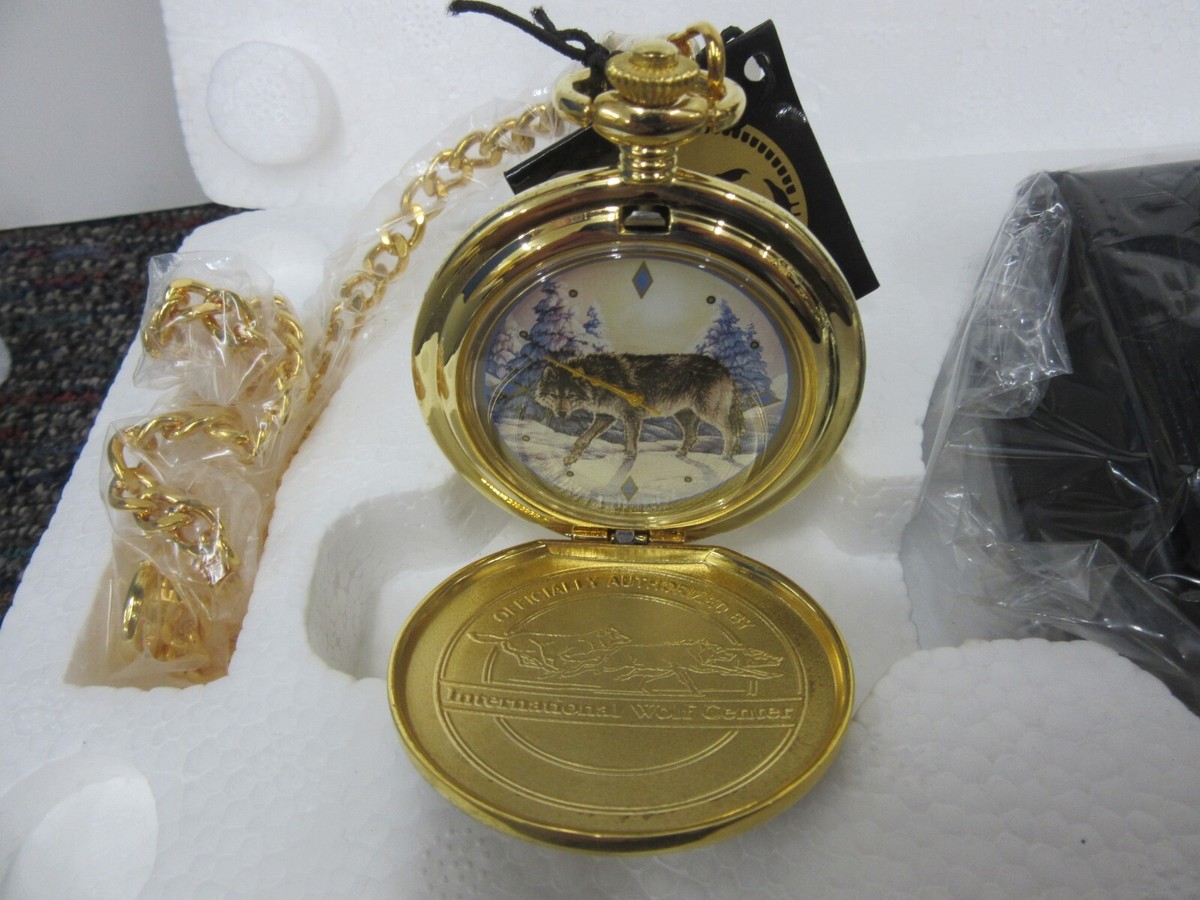 【希少】The Franklin Mint 高級ブレスレットウォッチ ケース箱付 Search for Survival Franklin Mint Collector Timepieces Wolf Center