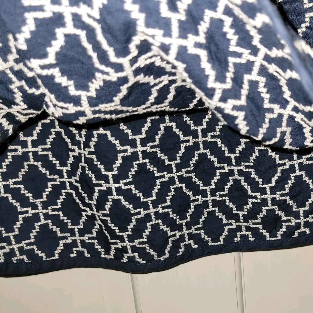 GAP navy Blue White Embroidered Patterned Pocket … - image 5