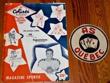 Vintage 1951 Quebec Aces Sagueneens de Chicoutimi Program Team Crest Beliveau 