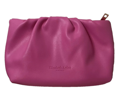 Elizabeth Arden Bright Pink Cosmetic Travel Bag Case Faux Leather