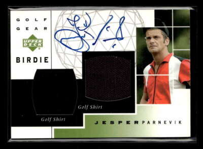 2003 Upper Deck Jesper Parnevik Golf Gear Birdie Dual Relic Autograph Y4842