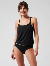 Athleta Seascape Blousy Tankini Top in Black  NWT  Size 36D/DD