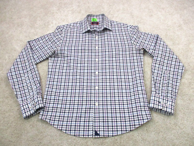 UNTUCKit Shirt Mens Small Slim Fit Wrinkle Free White Plaid Cotton Button Up